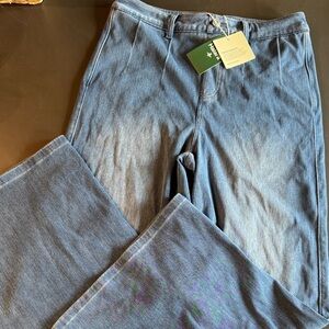 NWT Halara Flex High-Waisted Tummy Control Wide-Leg Casual Jeans, Large Petite